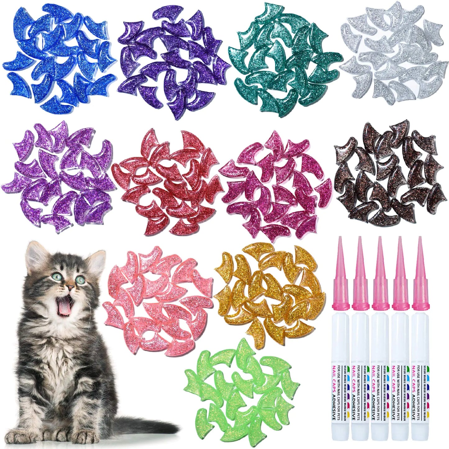 GlitterPaws™ Cat Nail Caps (100pcs)